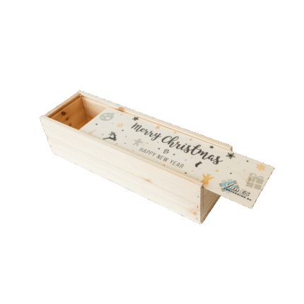 1 vaks wijnkist met bedrukt deksel