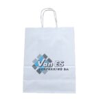 Papieren tasjes gedraaid handvat wit bedrukt