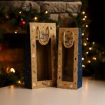 Luxe wijntas kerst Hohoho 1 fles - kraft/blauw - Afbeelding 2