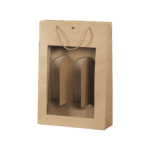 Luxe wijntas venster 3 flessen - kraft